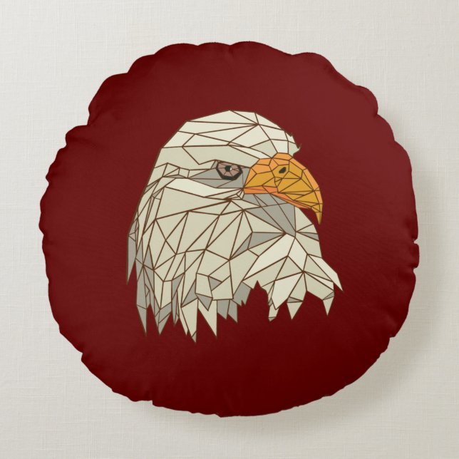 Bald Eagle Bird of Prey Design Round Pillow (Front)