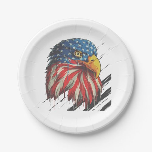 Bald Eagle Bird USA Flag Crying Pray for USA  Paper Plates