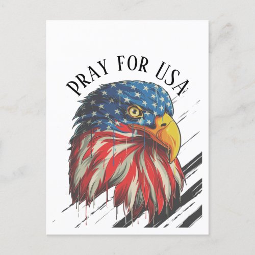 Bald Eagle Bird USA Flag Crying Pray for USA   Postcard