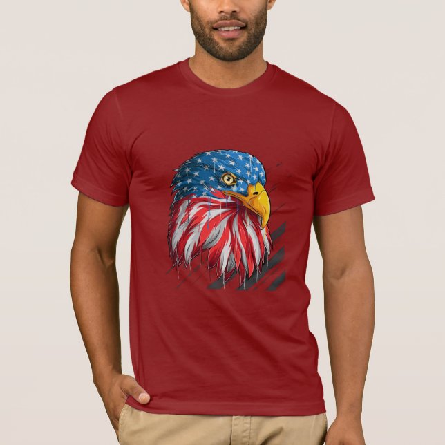 Bald Eagle Bird USA Flag Crying Symbol  T-Shirt (Front)