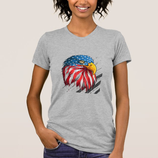 Bald Eagle Bird USA Flag Crying Symbol  T-Shirt (Front)
