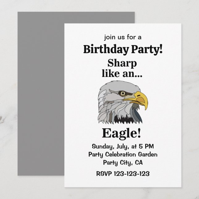 Bald Eagle Birthday Party Invitation (Front/Back)