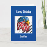 Bald Eagle Birthday Special Brother Military  Card<br><div class="desc">Watercolor Eagle Stars and Stripes USA Flag  for that special and wonderful Military Brother who makes you proud</div>
