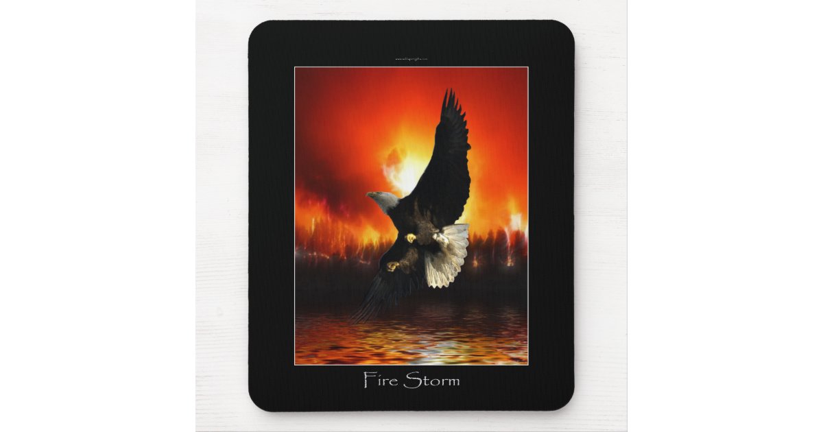 Bald Eagle & Burning Forest Fire Mousepad | Zazzle