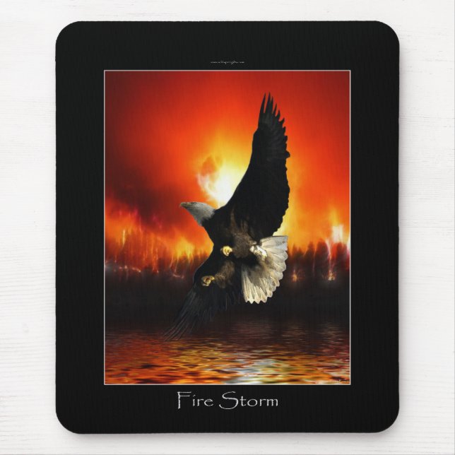 Bald Eagle & Burning Forest Fire Mousepad (Front)