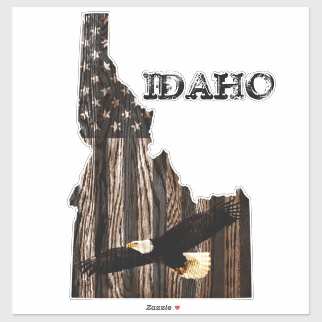 BALD EAGLE BURNT WOOD - IDAHO PATRIOT BLK STICKER (Sheet)