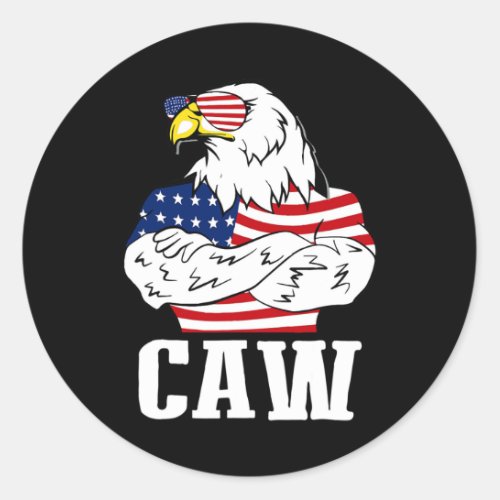 Bald Eagle Caw 4th Of July American Flag American  Classic Round Sticker