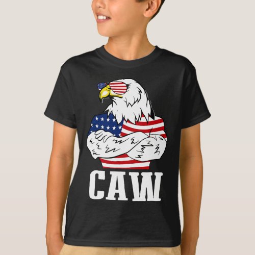 Bald Eagle Caw 4th Of July American Flag American  T_Shirt