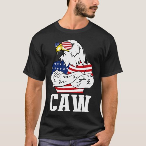 Bald Eagle Caw 4th Of July American Flag American  T_Shirt