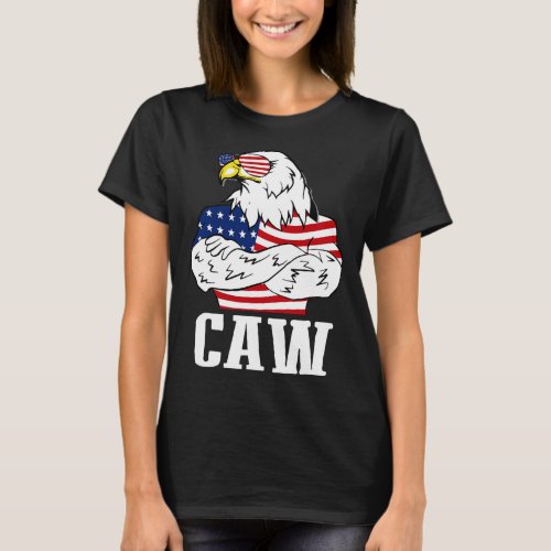 Bald Eagle Caw 4th Of July American Flag American  T_Shirt