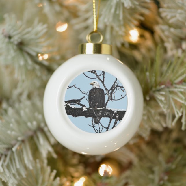 Bald Eagle Ceramic Ball Christmas Ornament (Tree)