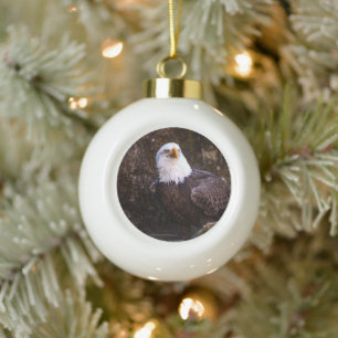 Bald Eagle Ceramic Ball Christmas Ornament