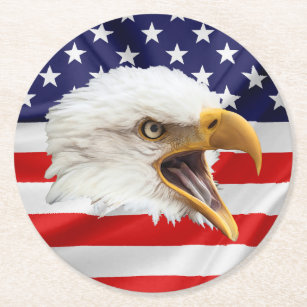 Bald Eagle charming patriotic gift Round Paper Coaster