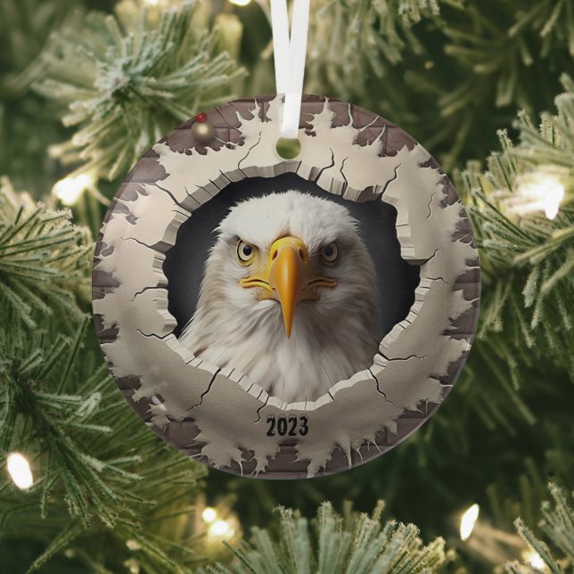 Bald Eagle Christmas Glass Ornament (Insitu)