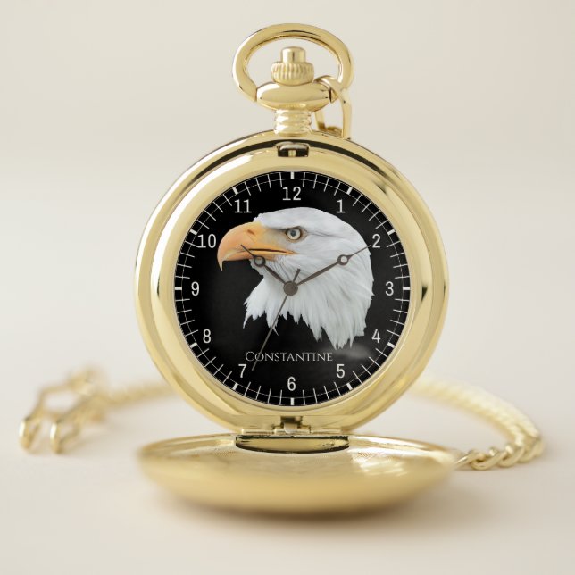 Bald Eagle classy customizable Pocket Watch (Inside)