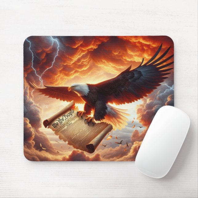Bald Eagle Clutching the U.S. Constitution Mouse Pad (With Mouse)