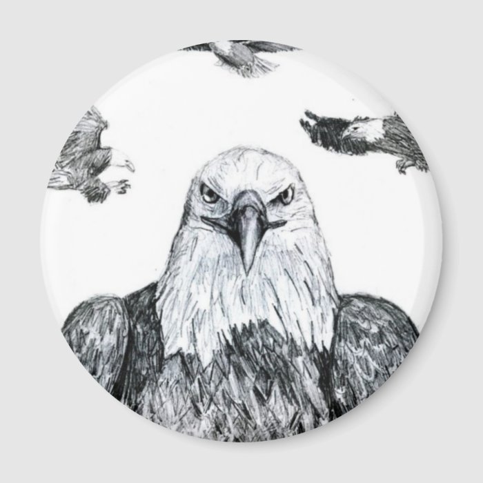 Bald Eagle Collage Pencil drawing sketch Refrigerator Magnet