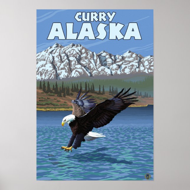 Bald Eagle Diving - Curry, Alaska Poster (Front)