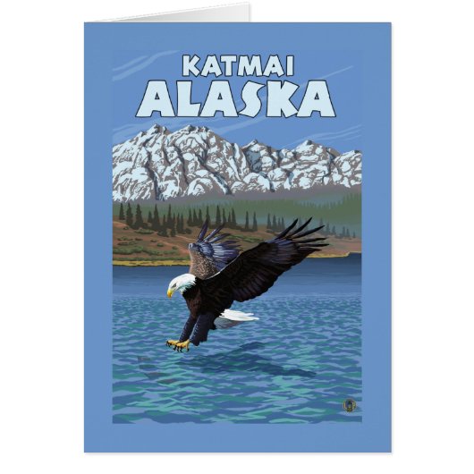 Bald Eagle Diving - Katmai, Alaska Cards (Front)