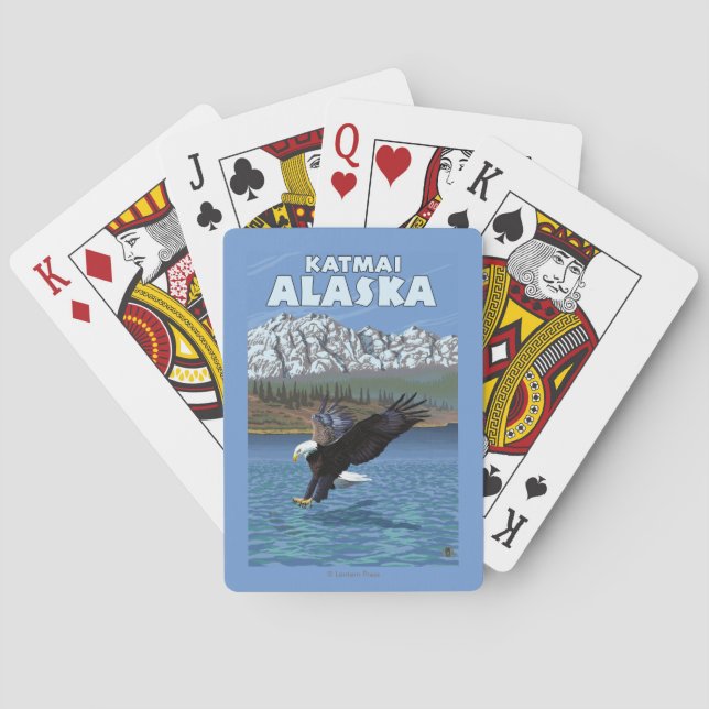 Bald Eagle Diving - Katmai, Alaska Poker Cards (Back)