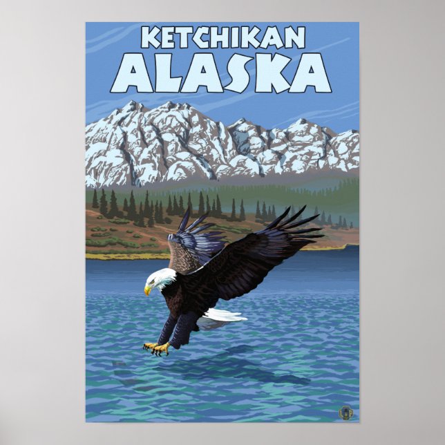 Bald Eagle Diving - Ketchikan, Alaska Poster (Front)