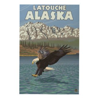 Bald Eagle Diving - Latouche, Alaska Wood Wall Decor