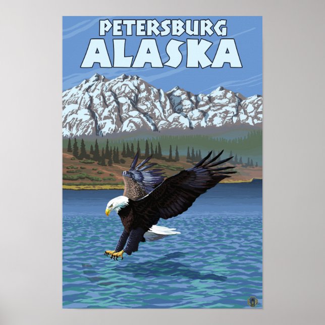 Bald Eagle Diving - Petersburg, Alaska Poster (Front)