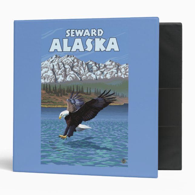 Bald Eagle Diving - Seward, Alaska 3 Ring Binder (Front/Inside)