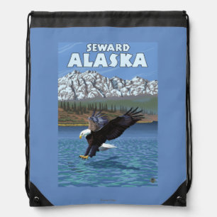 Bald Eagle Diving - Seward, Alaska Drawstring Bag