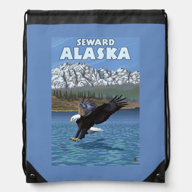 Bald Eagle Diving - Seward, Alaska Drawstring Bag (Front)