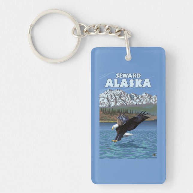 Bald Eagle Diving - Seward, Alaska Keychain (Front)