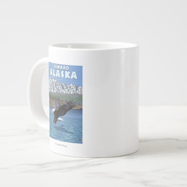Bald Eagle Diving - Seward, Alaska Large Coffee Mug (Front Left)