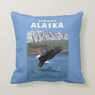 Bald Eagle Diving - Seward, Alaska Throw Pillow