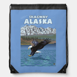 Bald Eagle Diving - Skagway, Alaska Drawstring Bag