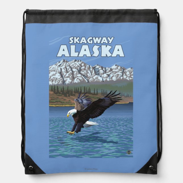 Bald Eagle Diving - Skagway, Alaska Drawstring Bag (Front)
