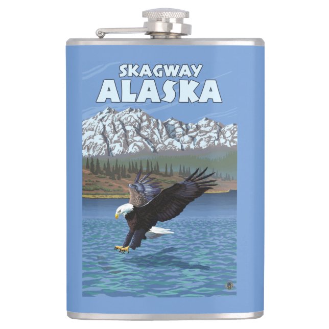Bald Eagle Diving - Skagway, Alaska Flask (Front)