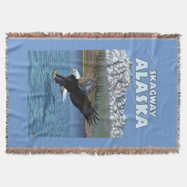 Bald Eagle Diving - Skagway, Alaska Throw Blanket (Front)