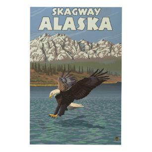 Bald Eagle Diving - Skagway, Alaska Wood Wall Art