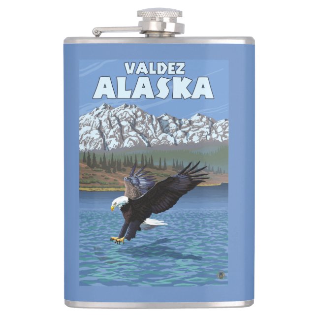 Bald Eagle Diving - Valdez, Alaska Flask (Front)