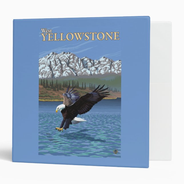Bald Eagle Diving - West Yellowstone, MT 3 Ring Binder (Front/Inside)