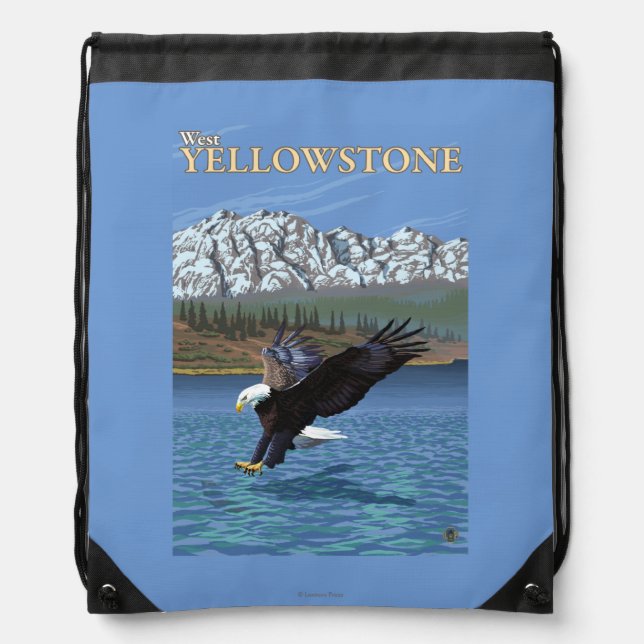 Bald Eagle Diving - West Yellowstone, MT Drawstring Bag (Front)