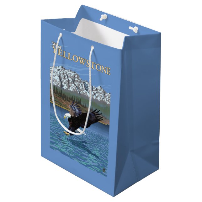 Bald Eagle Diving - West Yellowstone, MT Medium Gift Bag (Front Angled)
