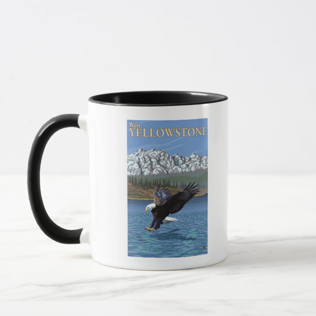 Bald Eagle Diving - West Yellowstone, MT Mug (Left)