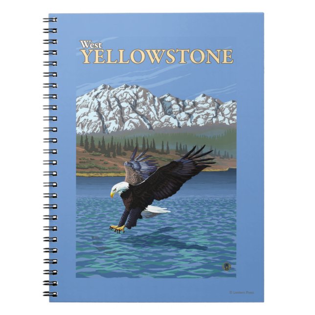 Bald Eagle Diving - West Yellowstone, MT Notebook (Front)