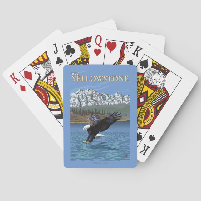 Bald Eagle Diving - West Yellowstone, MT Poker Cards (Back)