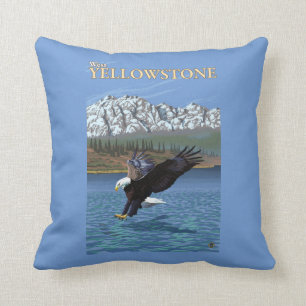 Bald Eagle Diving - West Yellowstone, MT Throw Pillow