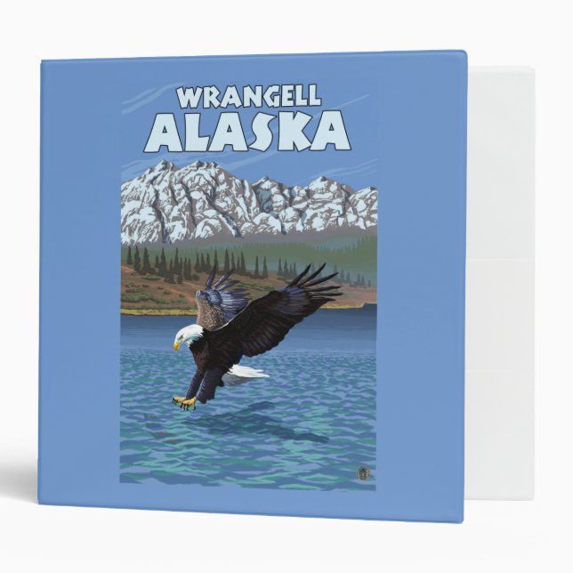 Bald Eagle Diving - Wrangell, Alaska 3 Ring Binder (Front/Inside)