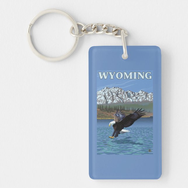 Bald Eagle Diving - Wyoming Keychain (Front)