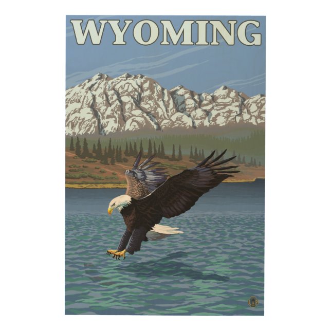 Bald Eagle Diving - Wyoming Wood Wall Art (Front)