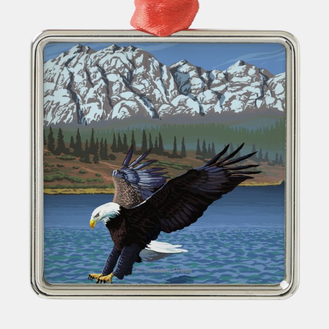 Bald Eagle Diving - Yellowstone National Park Metal Ornament (Front)
